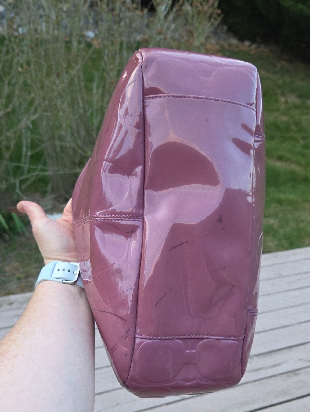 Coach F17728 Dusty Rose Patent Leather Rehab Tote Bag 2011 $300 Retail GUC - Picture 8 of 16